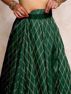 Green Art Silk Readymade Lehenga-Cholis with Zari Embellishment 4