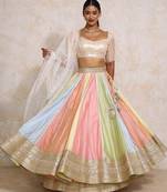 Pink Art Silk Lehenga-Choli with Zari Foil Print Embellished Set