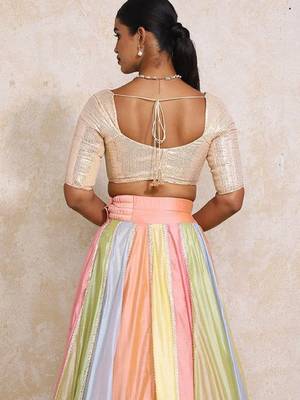 Pink Art Silk Lehenga-Choli with Zari Foil Print Embellished Set 2