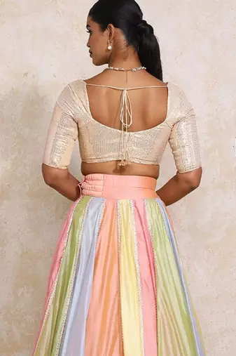 Pink Art Silk Lehenga-Choli with Zari Foil Print Embellished Set