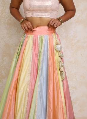 Pink Art Silk Lehenga-Choli with Zari Foil Print Embellished Set 3