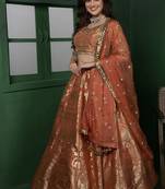 Red Art Silk Readymade Lehenga-Choli With Sequinned Embellishment