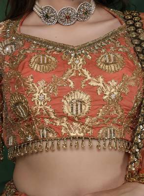 Red Art Silk Readymade Lehenga-Choli With Sequinned Embellishment 2