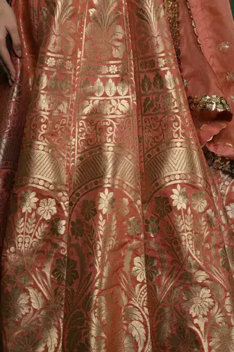 Red Art Silk Readymade Lehenga-Choli With Sequinned Embellishment