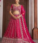 Pink Silk Lehenga-Choli Embellished Sequinned Semi-Stitched Lehenga & Blouse With Dupatta