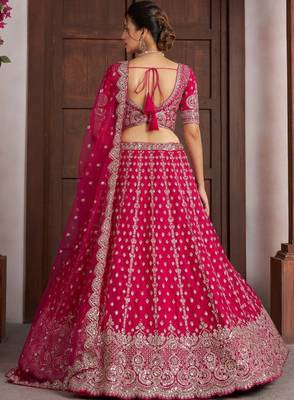 Pink Silk Lehenga-Choli Embellished Sequinned Semi-Stitched Lehenga & Blouse With Dupatta 2
