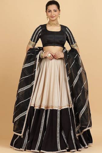 Pink Poly Chiffon Lehenga-Choli Embellished