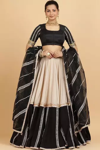 Pink Poly Chiffon Lehenga-Choli Embellished
