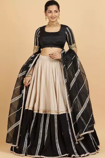 Pink Poly Chiffon Lehenga-Choli Embellished