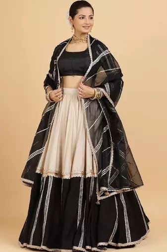 Pink Poly Chiffon Lehenga-Choli Embellished