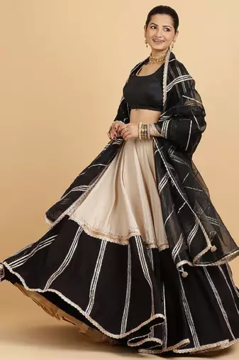 Pink Poly Chiffon Lehenga-Choli Embellished