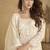 Cream embroidered real net palazzo suit