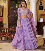 Designer Georgette Lehenga Choli  with Thread Embroidery and Sequins Work- Full stitched free size