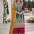 Teal and maroon embroidered viscose chinon semi stitched salwar suit