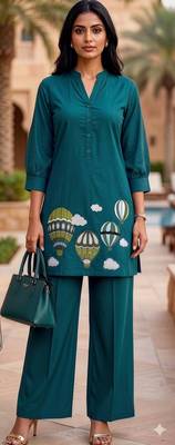  rama cotton kurta with hot air balloon embroidery and matching trousers 1
