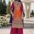 Orange and pink embroidered viscose chinon semi stitched salwar suit