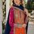 Orange and pink embroidered viscose chinon semi stitched salwar suit