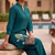 Trendy solid rama cotton kurta with hot air balloon embroidery and matching trousers