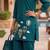 Trendy solid rama cotton kurta with hot air balloon embroidery and matching trousers