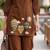Trendy solid brown cotton kurta with hot air balloon embroidery and matching trousers