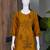 New elegant mustard  cotton kurta with black botanical embroidery and white trousers