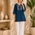 Women's new stylish blue embroidered straight kurta with pant set for women