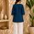 Women's new stylish blue embroidered straight kurta with pant set for women