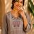 Women's new stylish brown embroidered straight kurta with pant set for women