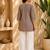 Women's new stylish brown embroidered straight kurta with pant set for women