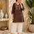 Women's new stylish chocolate embroidered straight kurta with pant set for women