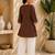 Women's new stylish chocolate embroidered straight kurta with pant set for women