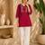 Women's new stylish rani pink embroidered straight kurta with pant set for women