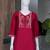 Women's new stylish rani pink embroidered straight kurta with pant set for women