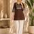 Women's stylish chocolate  ethnic kurti with white pant co-ord set