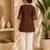 Women's stylish chocolate  ethnic kurti with white pant co-ord set