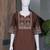 Women's stylish chocolate  ethnic kurti with white pant co-ord set