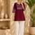 Women's stylish red ethnic kurti with white pant co-ord set
