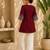 Women's stylish red ethnic kurti with white pant co-ord set