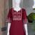 Women's stylish red ethnic kurti with white pant co-ord set