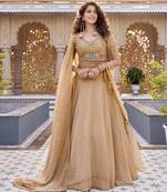 Beige Designer Moti & Sequence Work Lehenga Set