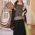 Black faux georgette  party wear embroidery sharara suit set