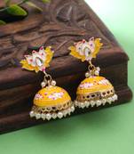 Yellow color meenakari earrings traditional design