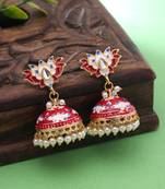 Red color meenakari earrings handmade art design