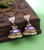 Blue color meenakari earrings festive style