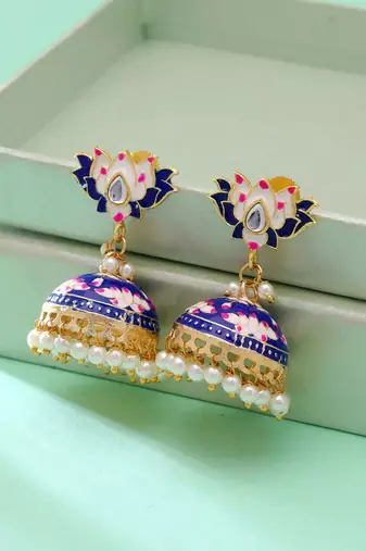 Blue color meenakari earrings festive style
