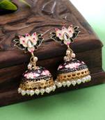 Black color meenakari earrings ethnic finish