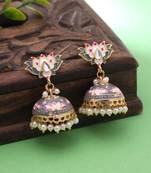 Grey color meenakari earrings traditional look