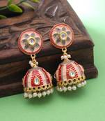 Peach color meenakari earrings designer style