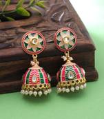 Rani & green color meenakari earrings royal design