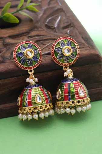Multi color meenakari earrings handmade style